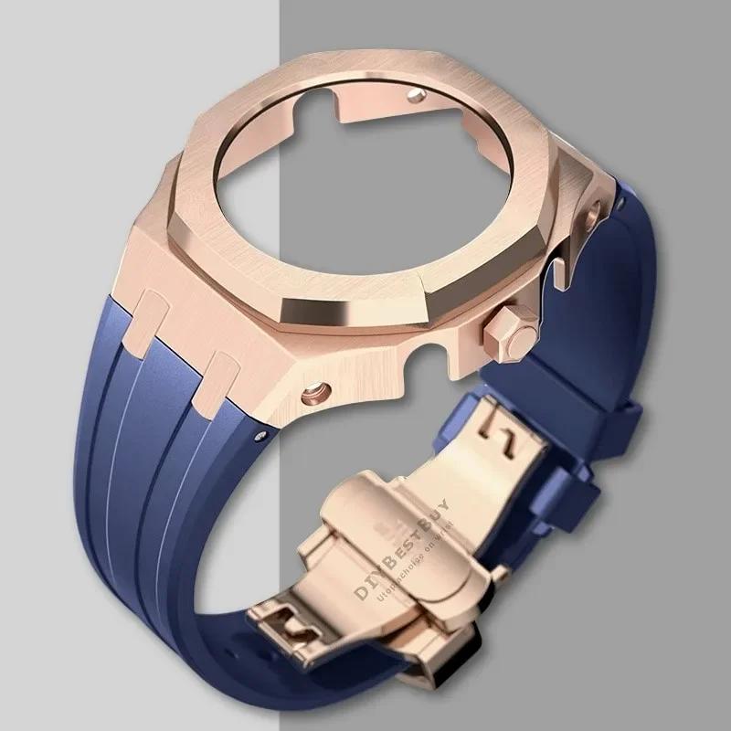 Ny Gen5 Casioak-fodral i rostfritt stål för G-Shock GA2100 Mod-kit Modifieringssats Metallram gummiband för GA2110 GAB2100