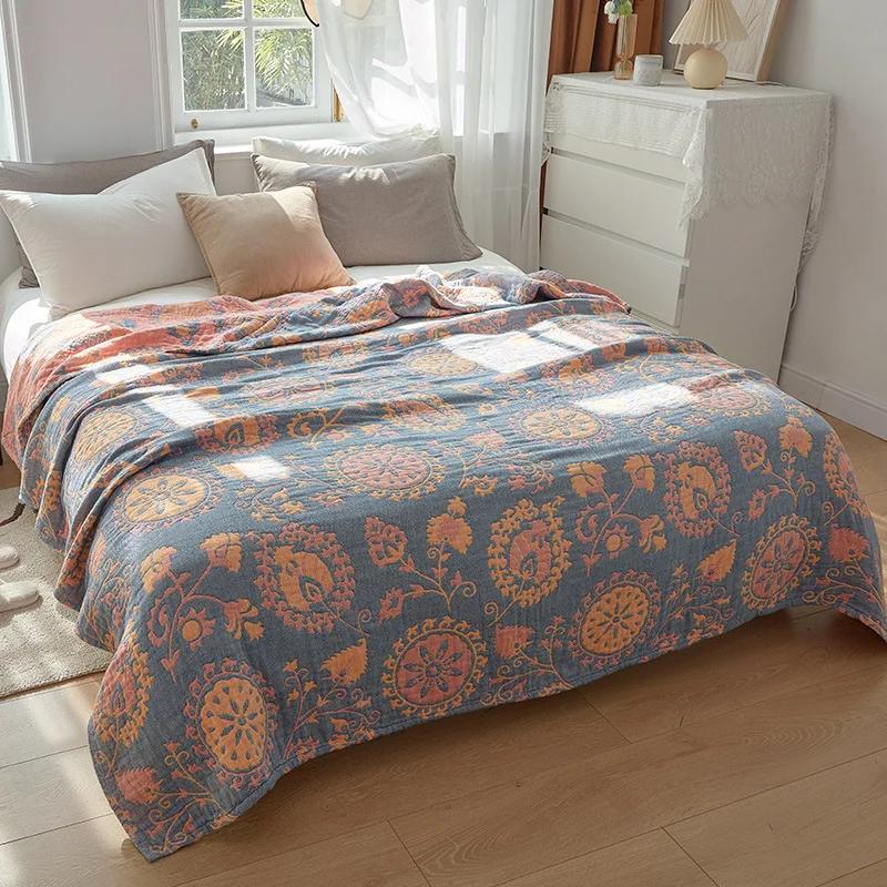 Nordic Cotton Gauze Throw Blanket Single Double Sofa Towel Summer Cool Quilt Couple Adult Bedspread Boho Decor Leisure Blanket