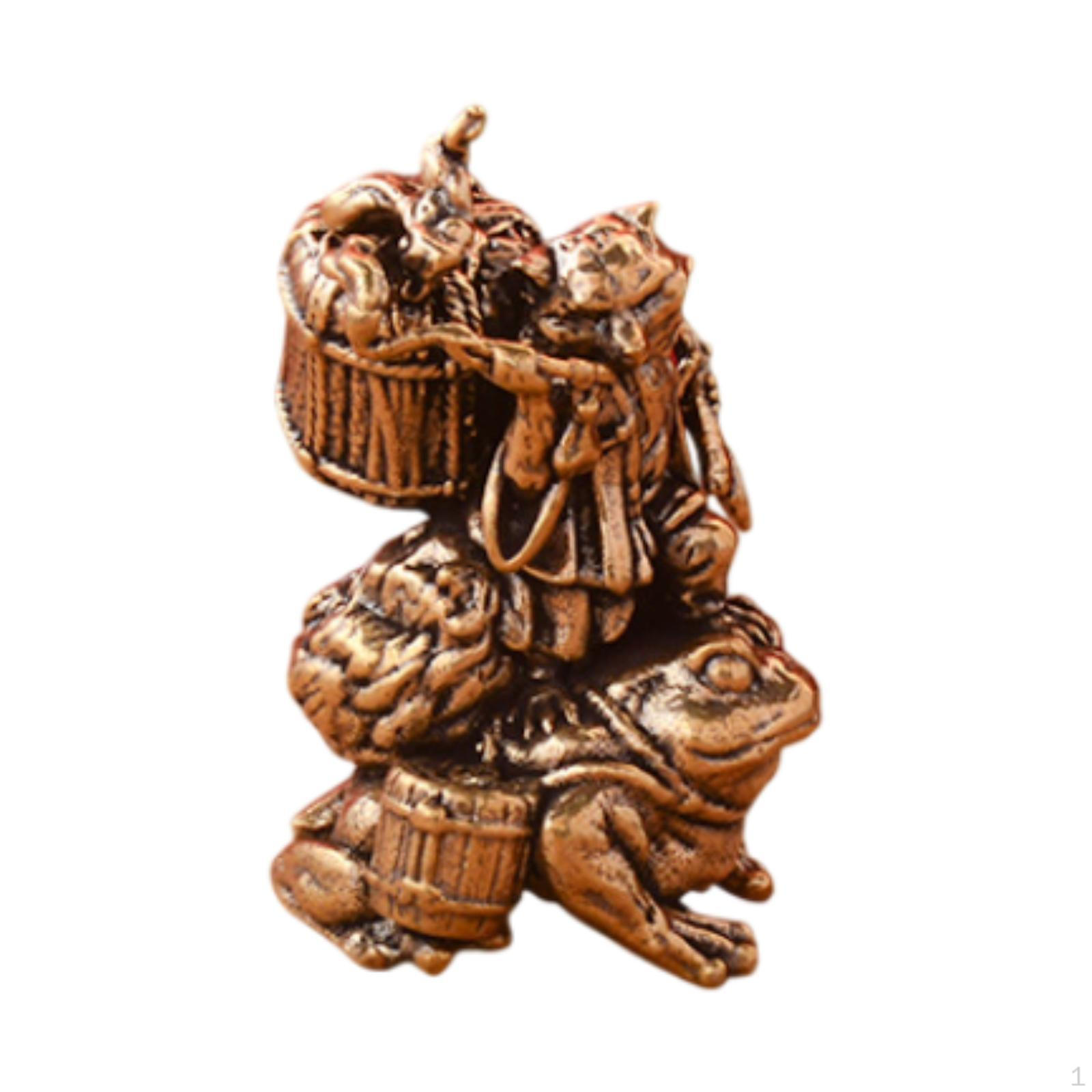 

Латунная миниатюрная статуэтка, миниатюрная статуэтка лисы с девятью хвостами, книжная полка, камин, украшение для автомобиля на новоселье Fox Fairy Toad