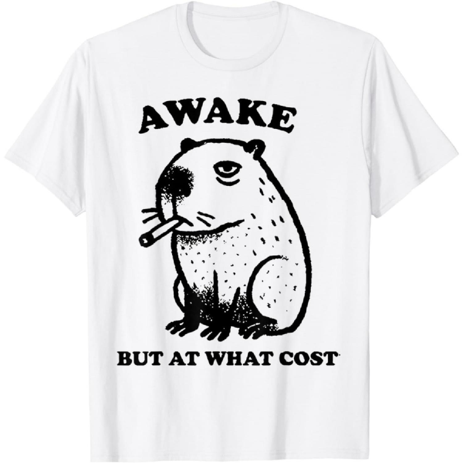 RUJUNMAN Awake But at What Cost - Smoking Capybara T-Shirt XXXXXL белый