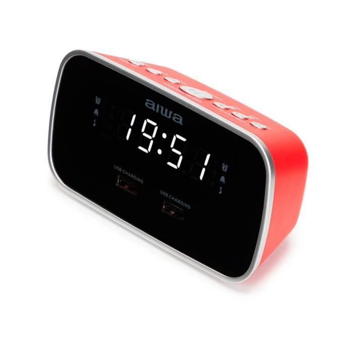 Ceas radio Aiwa CRU-19RD LED roșu cu încărcare USB și alarmă graduală