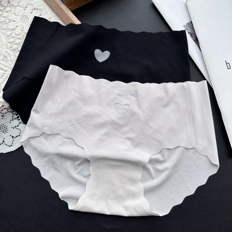 Women's Spring and Summer Love Ice Silk Without Trace Wavy Waist Underwear