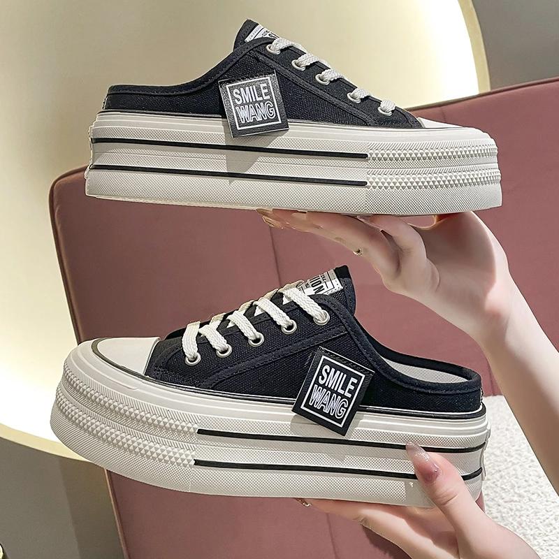 New Thick Slippers Fashion Casual Women Sandals Canvas Bottom Heightening Shoes Female Indoor Women Chunky Sneaker