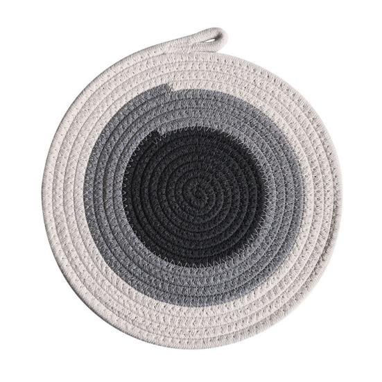 Cotton Rope Coaster, Color Block Heat Insulation Mat for Table, Thickened Potholder for Hot Dishes, Farmhouse Cup Mat