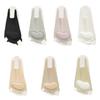 Invisible Low-cut Liners Socks Silicone Non-slip Ice Silk Two-toed Socks with Cushion Pad Ultrathin Suspender Half-Palm Socks