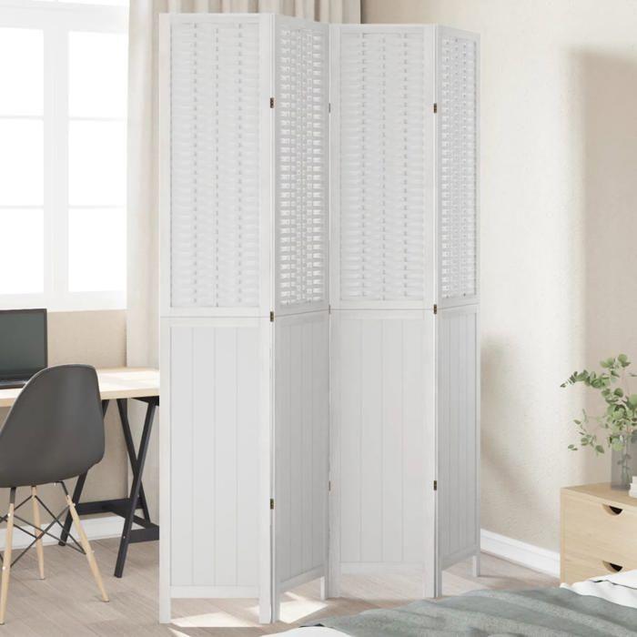 VidaXL Room Divider 4 Panels, Room Separator, Privacy Screen, Living Room Bedroom Screen, White Wood 358724