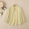 ZANZEA Women Casual V-Neck Solid Color Loose 3/4 Sleeve Blouse