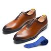 Brand Designer Whole Cut Oxford Dress Shoes Men Genuine Leather Handmade Lace Up Plain Toe Business Office Formal Wedding Shoe