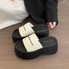 Thick-soled letter-word slippers for women's new small people, increased height and lightness, simple sandals with one pedal