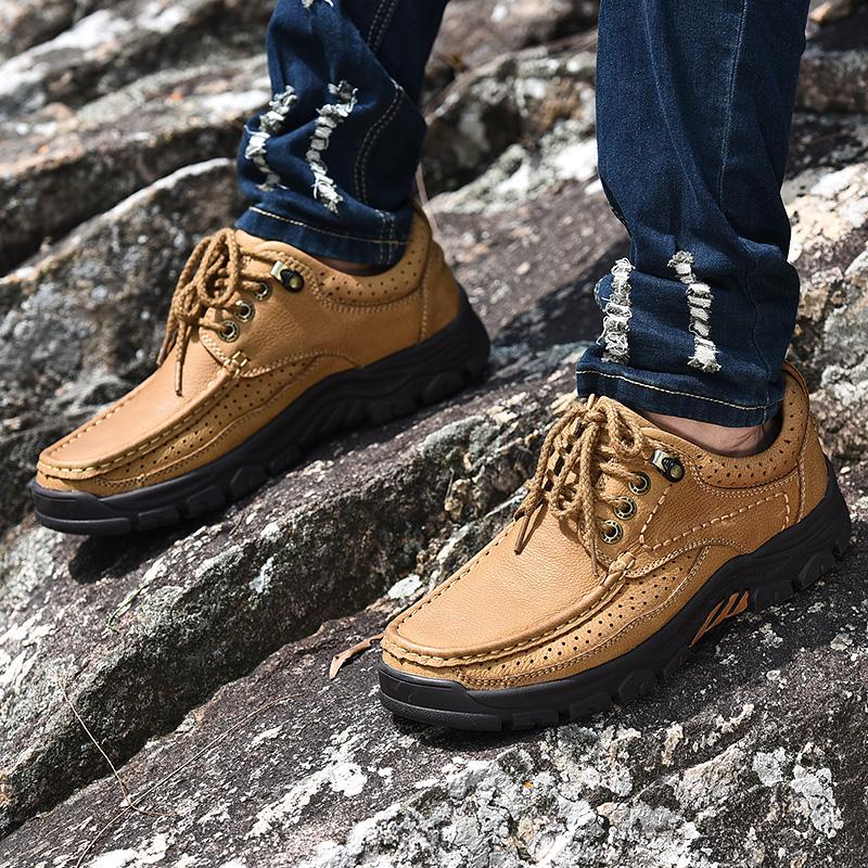 High Quality Men's Handmade Leather Casual Shoes Comfortable Sneakers