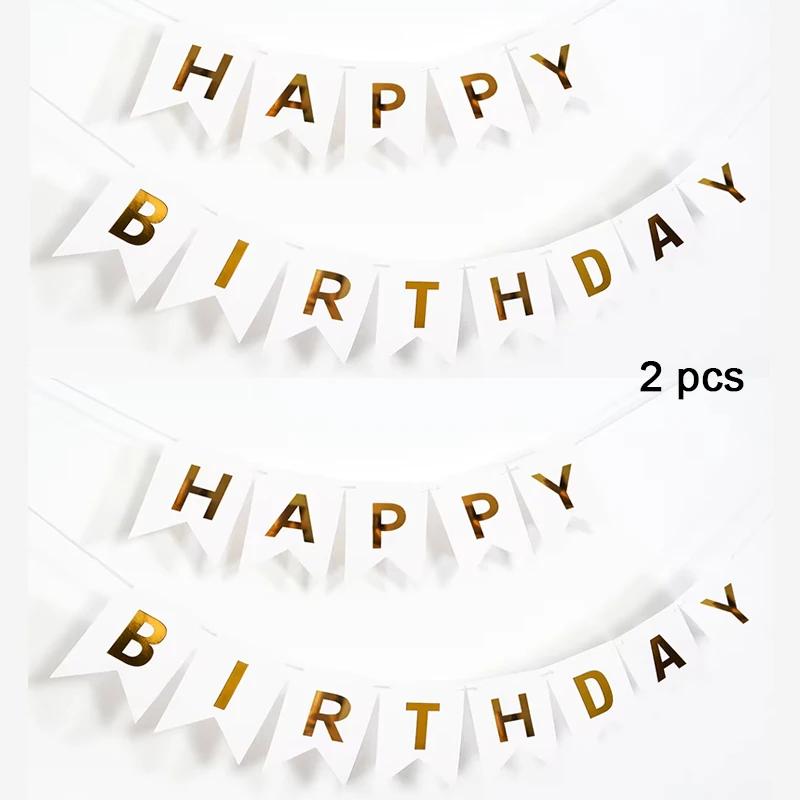 Happy Birthday Streamers Hot Stamping Dovetail Pull Flag Living Room Garden Mall Cafe Children Birthday Party Decoration Banners