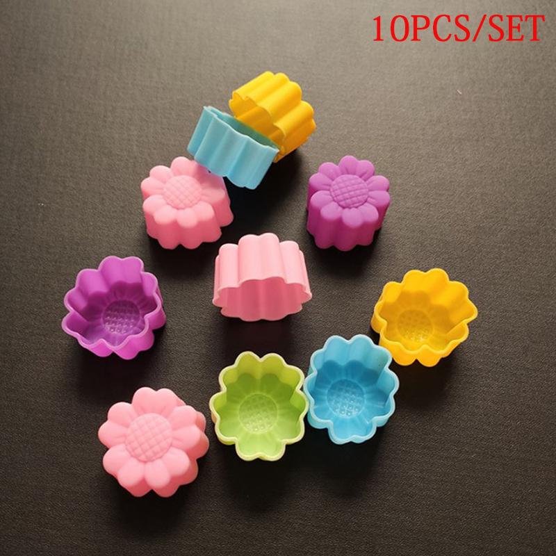 10Pcs Sunflower Shape Silicone Baking Mold Diy Handmade Soap Cake Fondant Chocolate Jelly Flower Mould