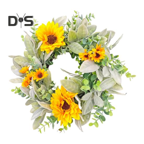 

Искусственный венок из подсолнухов 11,8 дюйма, деревенский весенний венок, декор для фермерского дома, венок для входной двери, для каминной доски, свадебное украшение жёлтый