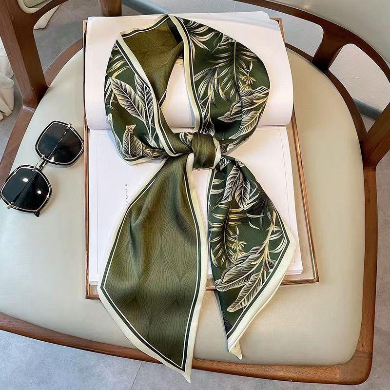 Luxury Design Silk Skinny Headwear Scarf Women Print Spring Neck Tie Hair Hand Bag Ribbon Wrist Belt Foulard Headband Lady