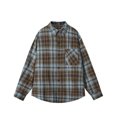 Japanese Retro Plaid Shirt Men Spring and Autumn Fashion Trend Versatile Long-sleeved Shirt Jacket Men