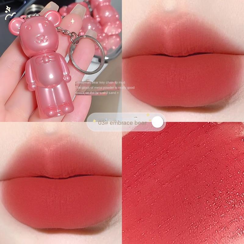 

Блиск для губ Bear Lip Mud Matte Mist Velvet Lip Glaze Водостійка помада Брелок Підвіска Зволожуючий зволожуючий блиск для губ Стійкий макіяж Жіночий макіяж