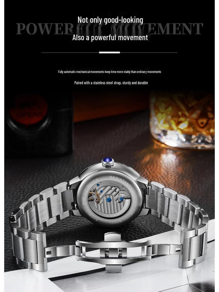 DURRENWEI Men's Blue Balloon Automatic Tourbillon Watch - Waterproof & Luminous