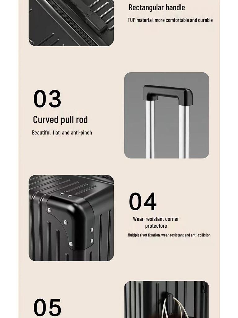 Retro Trolley Suitcase with Universal Wheels & Combination Lock - Durable, Large Capacity for Women, Men, Students