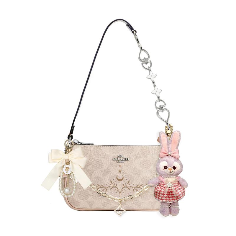 

COACH shoulder bag [Customized bag] Nolita 19 micro-label logo zipper closure, extension chain, printing, scarf, bow, doll Qingshan Yejiu basic model коричневий