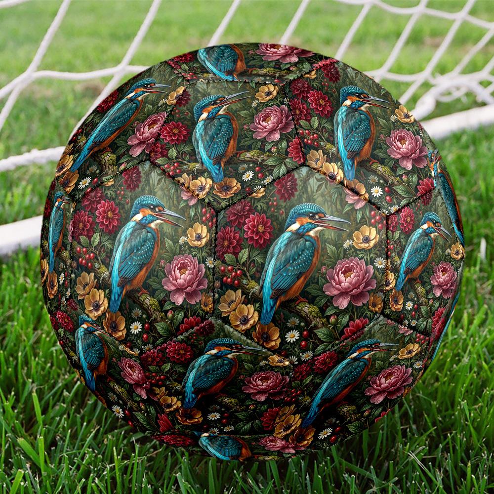 1pc Kingfisher Bloom Theme Soccer Ball Football, Size 5, Lightweight PVC, Outdoor Training Soccer Ball,Sports Gift T61494