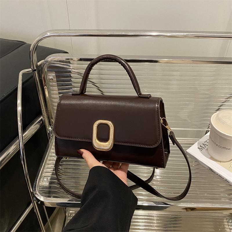 Stylish and Simple, Foreign Style, Tide, Solid Color, Casual Spring Commuting, Shoulder Crossbody, Portable Small Square Bag, Woman