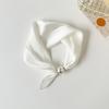 Print Scarf Silk Pearl Buckle Chain Female Lazy Thin Magnetic Collarbone Pendant Wraps Handkerchief Designer Woman Neck Scarf