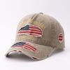 Ripped national flag baseball cap European and American personality old embroidery letter cap
