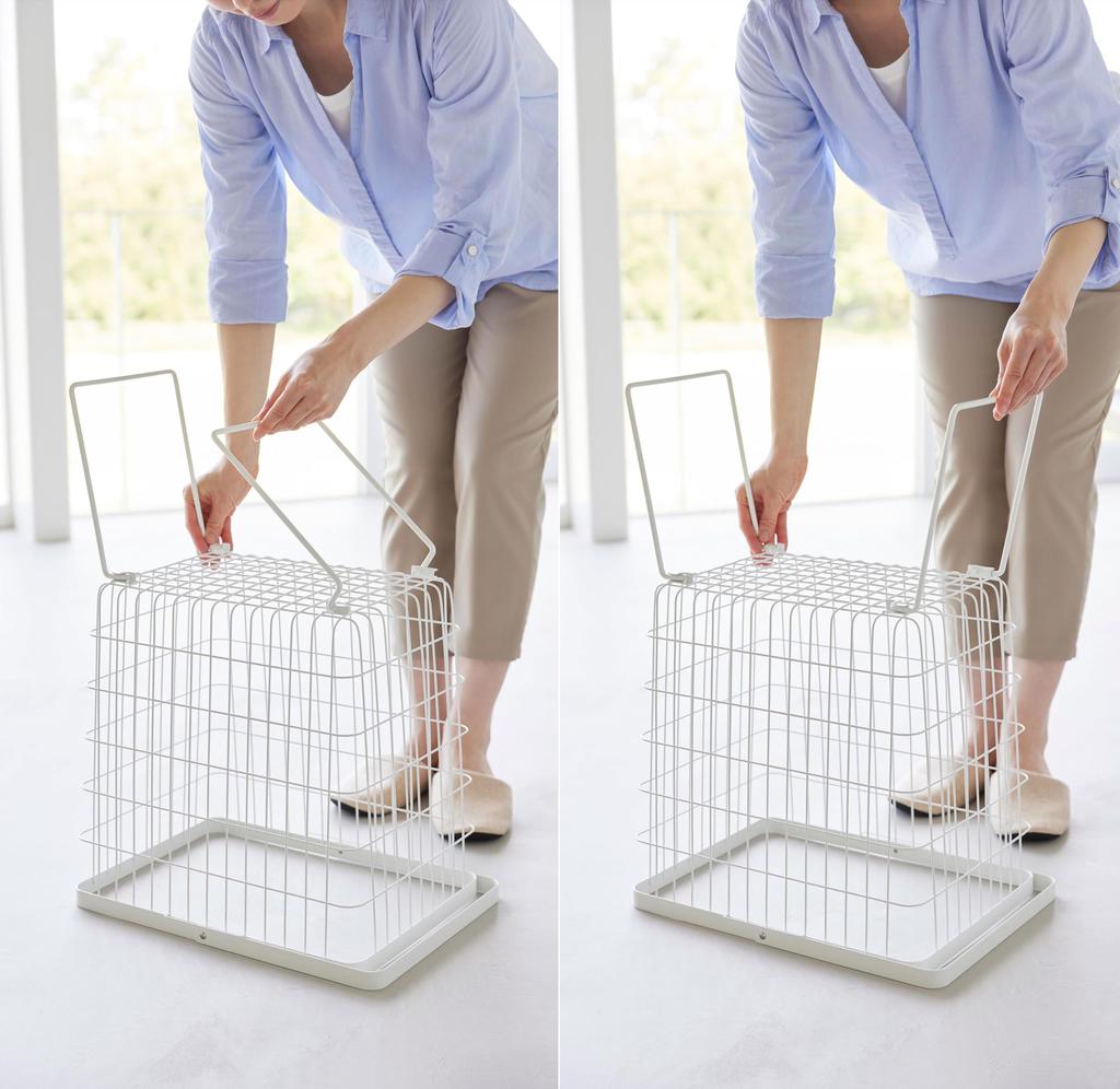 Yamazaki Jitsugyo Folding Laundry Basket with White W41 x D30 x legs are Tower Laundry Basket Reduces Lower Back Burden 1462 (Yamazaki) Legs, H41.5cm