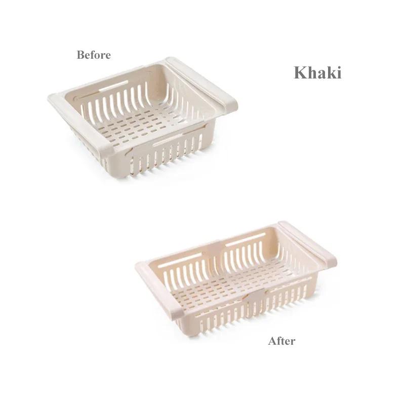 4pcs Retractable Fridge Food Organizer Kitchen Organizer Refrigerator Storage Rack Fridge Freezer Shelf Storage Drawer Container