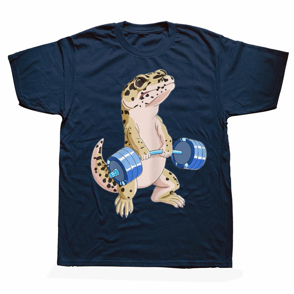 Funny Deadlift Weightlifting Reptile Gecko Graphic T-shirts Men Fashion Casual Oversized Tshirt 100% Cotton Loose T Shirt