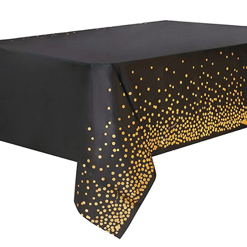 137X274Cm Rectangle Disposable Bronzing Gold Dot Waterproof Party Tablecloth For Birthday Restaurant Wedding Decoration