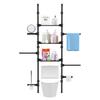 4-Tier Over The Toilet Storage Shelf, Adjustable Standing Bathroom Organizer, Heavy Duty Above Behind Toilet Laundry Space-Saving Shelving for Small