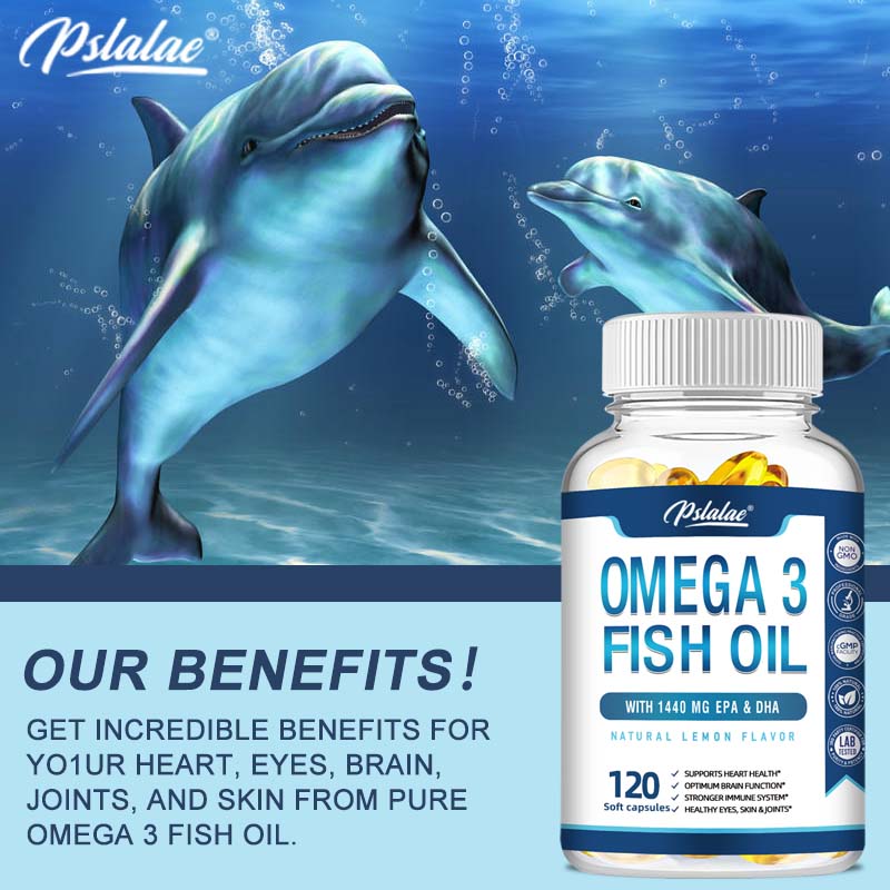 Triple-strength Omega-3 Fish Oil Capsules, Wild-caught EPA and DHA, Omega-3 Fatty Acids, Suitable for Adults.