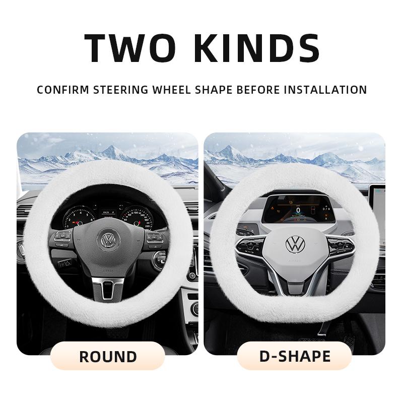 Suitable for Volkswagen Plush Steering Wheel Cover, Autumn and Winter Warm Non-Slip Protective Cover, Golf Tiguan Polo T-Roc Jetta Id.4 Id.3 Atlas