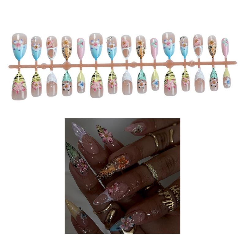 Mandel Aufklebe-Nägel Falsche Nägel Glänzend Acryl Künstliche Nägel Aufklebe-Nägel für Damen 30 Stück 15 Größen Kleben auf Nagel