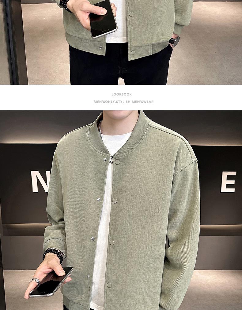 Men's Trendy Corduroy Baseball Jacket - Versatile Korean Style for Spring & Autumn, Plus Size, Thickened for Winter