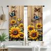 Vintage Sunflower Print Curtains Pole Bag Bedroom Living Room Home Decoration Set Of 2 Made Polyester Sitting Decor