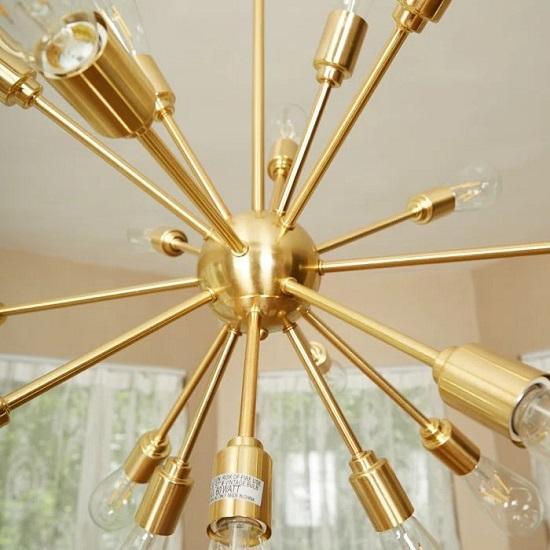 Brass Roof Mounted Chandeliers of 18 Light Dimmable Sputnik Sphere Chandelier
