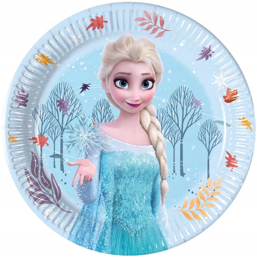 Talerzyki Papierowe Frozen Kraina Lodu Elsa Urodziny Party 23Cm 8Szt.