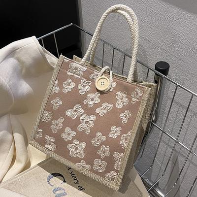 Bolsa Bento para lancheira popular, nova bolsa de vime trançada, para mulheres, lembrança, presente, pequena bolsa de ombro