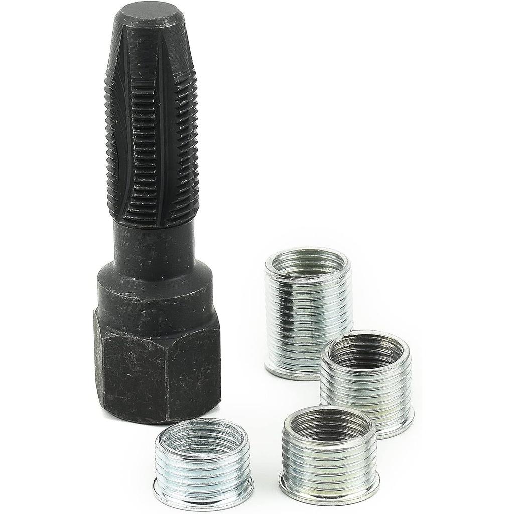 5-teiliges Zündkerzengewinde-Reparaturset, Zündkerzenhalter mit Gewinde und 4 Zündkerzeneinsätzen zur Reparatur von 14-mm-Zündkerzen
