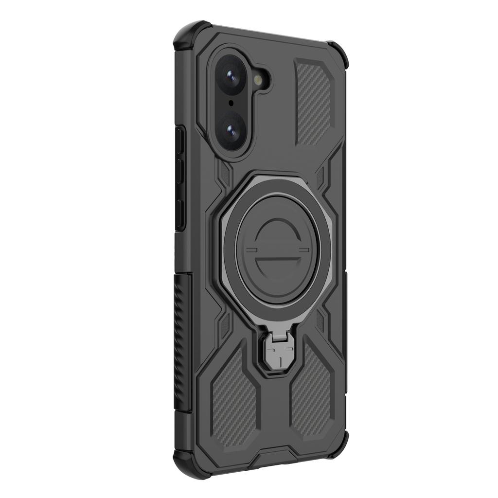 Für OnePlus Nord CE 5G/Ace 5 Racing 5G Magnetische Hülle Drehbarer Metall-Aufsteller PC+TPU Handy-Rückseite