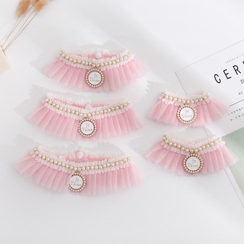 Pet Lace Pearl Collar: Plush Cat Necklace & Cute Dog Saliva Towel