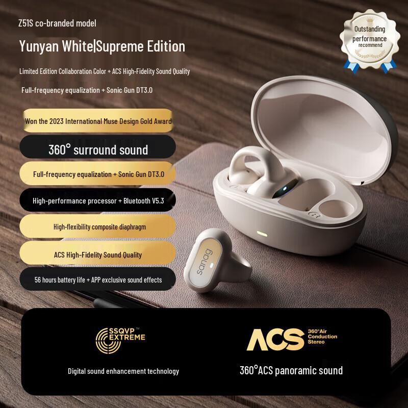 SANAG Gold Award Ear Clip Bone Conduction Bluetooth Earbuds