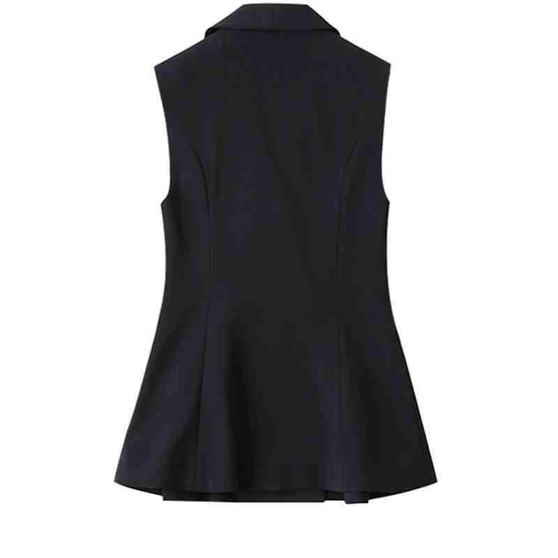 Women's Black Slim Fit Casual Suit Vest - Large Size - Spring/Autumn 2025