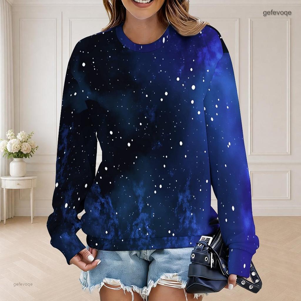 Women Plus Size Polka Dot Printed Round Neck Long Sleeve Ribbed Cuffs White Pullover Sweatshirt