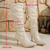 Fashion Pleated Design Stiletto Heels Long Boots Women Fashion Point Toe Knee High Boots Woman Autumn Winter PU Leather Botas Mujer 2025