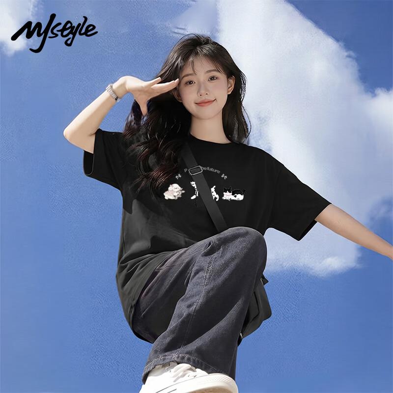 MJ STYLE Women's Cotton Loose Fit Graphic T-Shirt