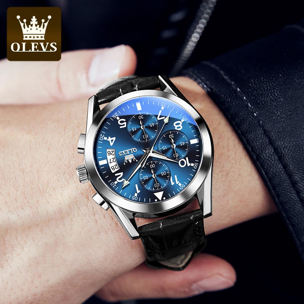 OLEVS 2878 Luxury Men's Watches Waterproof Luminous Quartz Wrist Watch Leather Date Sports Top Brand Male Watch for Men Relogio