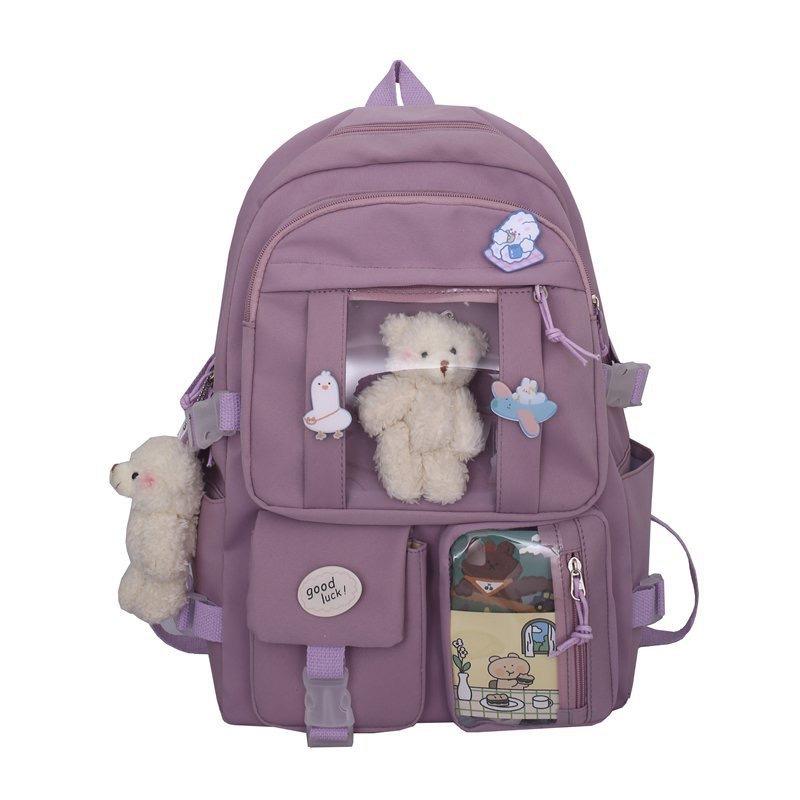 Wind Large Capacity High School Student Schoolbag Female Harajuku Cartoon Backpack Junior High School Student Backpack